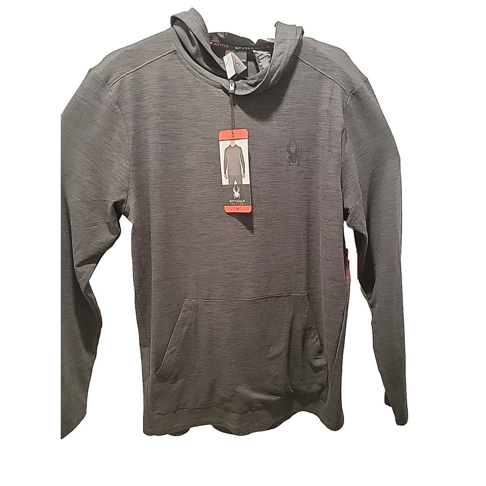 Spyder Active Shirt Mens Medium Black Long Sleeve Pullover Proweb 4 Way Stretch